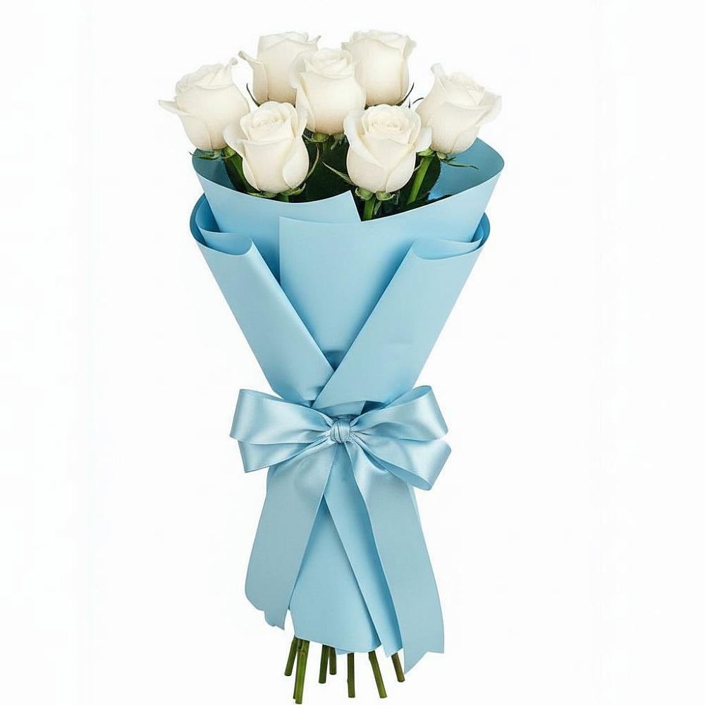 Букет 7 белых роз Проуд в Сергиевском Ставропольского края