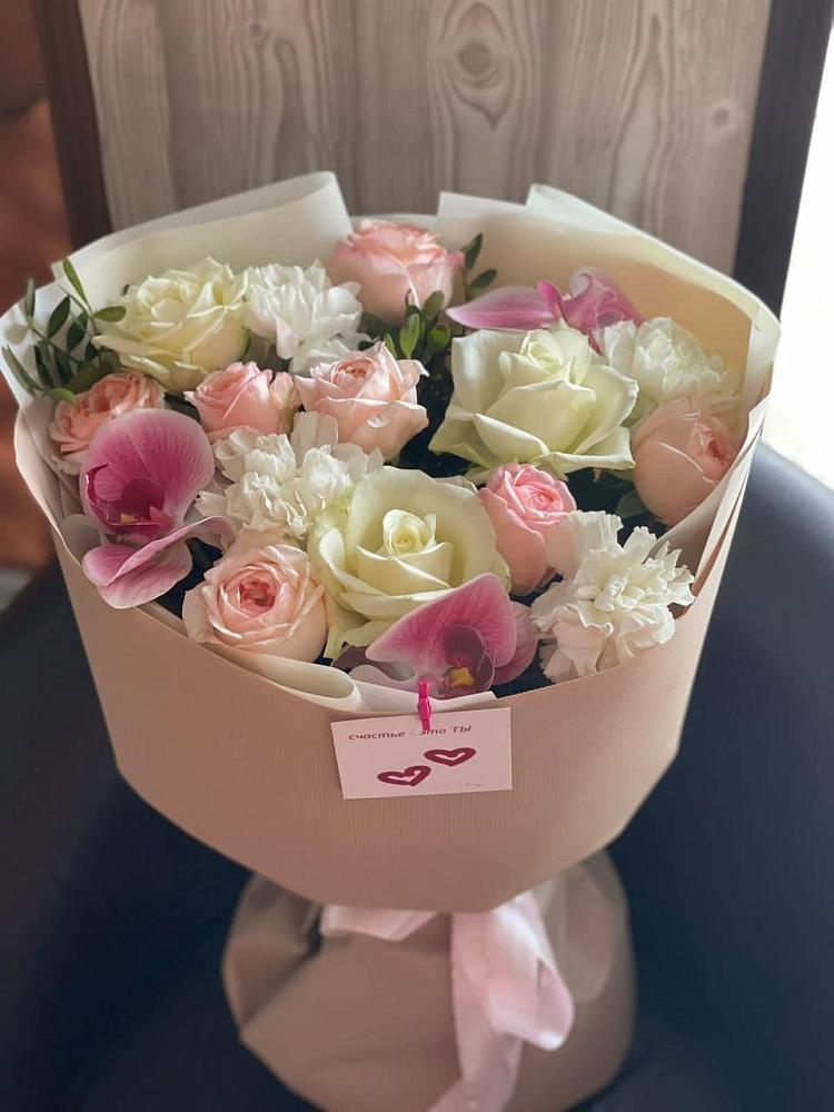 Букет цветов из: Орхидеи, Розы и Гвоздики в Сергиевском Ставропольского края