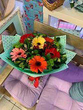 Букет цветов из:  Герберы, Хризантемы и Альстромерии #REPLACE_PRED# Сергиевском Ставропольского края