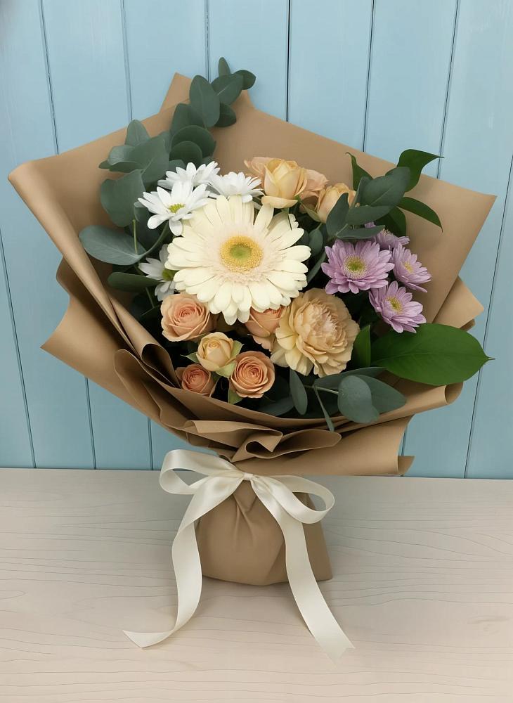 Букет цветов из: Герберы и Хризантемы в Сергиевском Ставропольского края