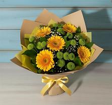 Букет цветов из:  Герберы и Хризантемы в Сергиевском Ставропольского края
