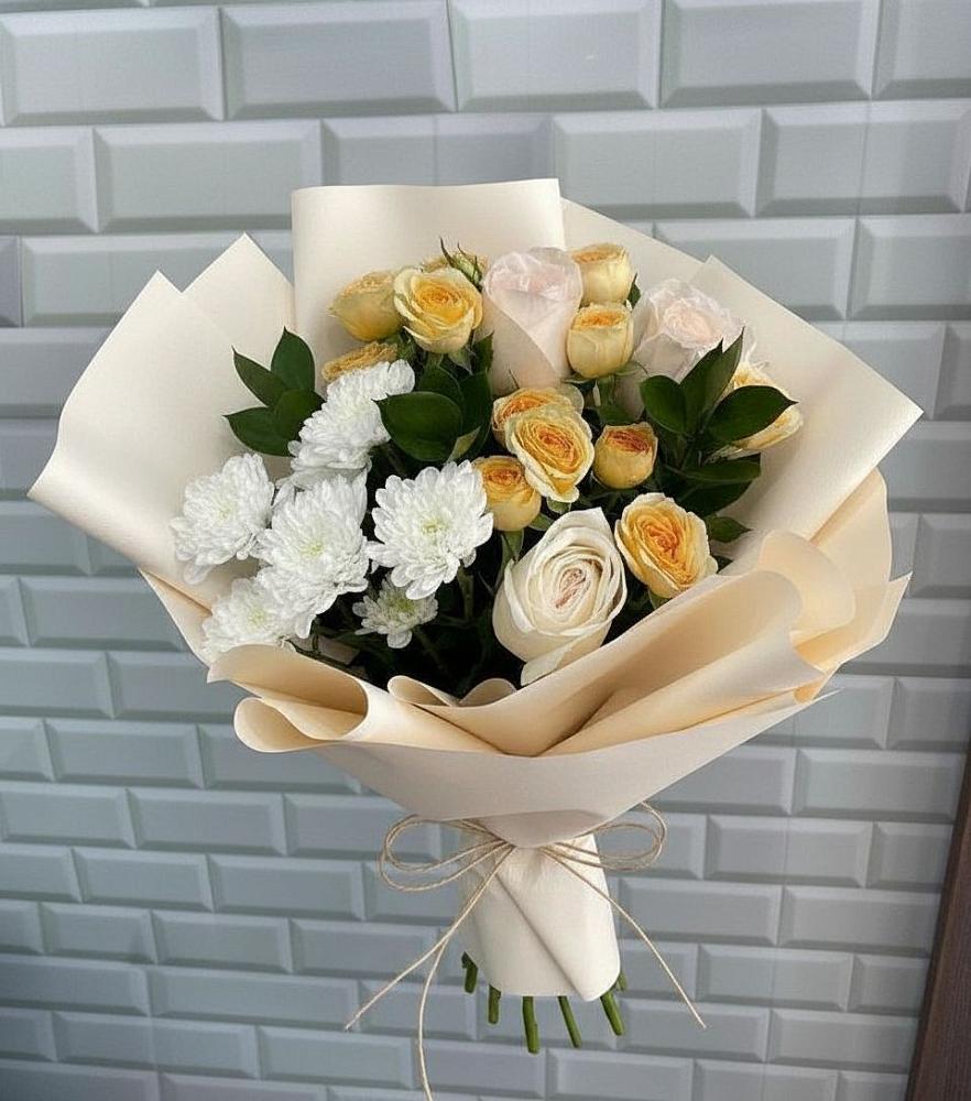 Букет цветов из: Розы и Хризантемы в Сергиевском Ставропольского края