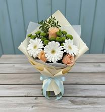 Букет цветов из:  Герберы, Розы и Хризантемы в Сергиевском Ставропольского края