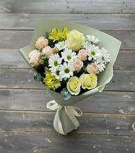 Букет цветов из:  Альстромерии, Розы и Хризантемы в Сергиевском Ставропольского края