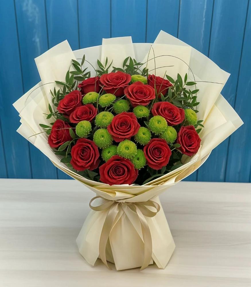 Букет цветов из: Розы и Хризантемы в Сергиевском Ставропольского края